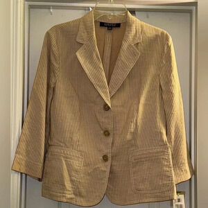 Kasper Linen Stripped Suit Jacket